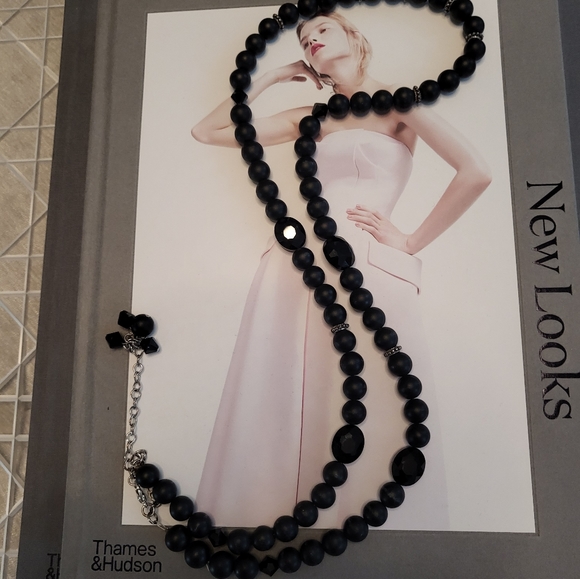 Long Beaded Necklace, Black - Picture 3 of 5